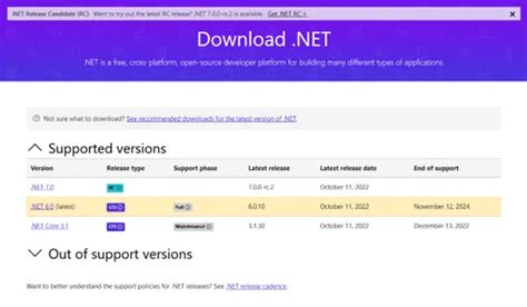descargar net core 6.